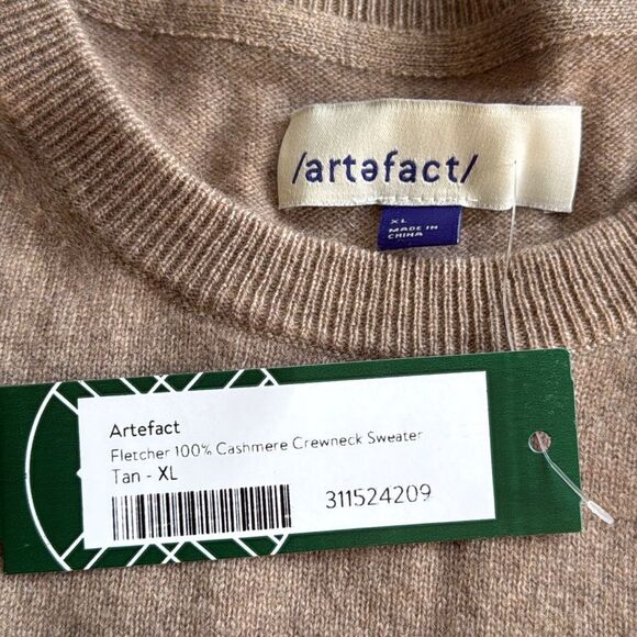 Artefact Fletcher Men's Cashmere Crewneck Sweater XL TAN stitch fix‎ nwt - Picture 4 of 4